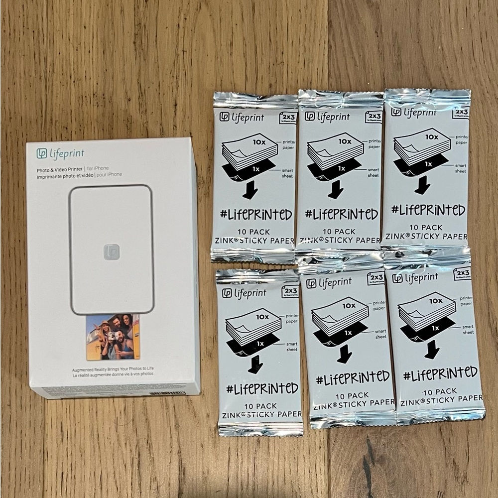 NEW, UNOPENED Lifeprint Photo Printer & Photo Paper